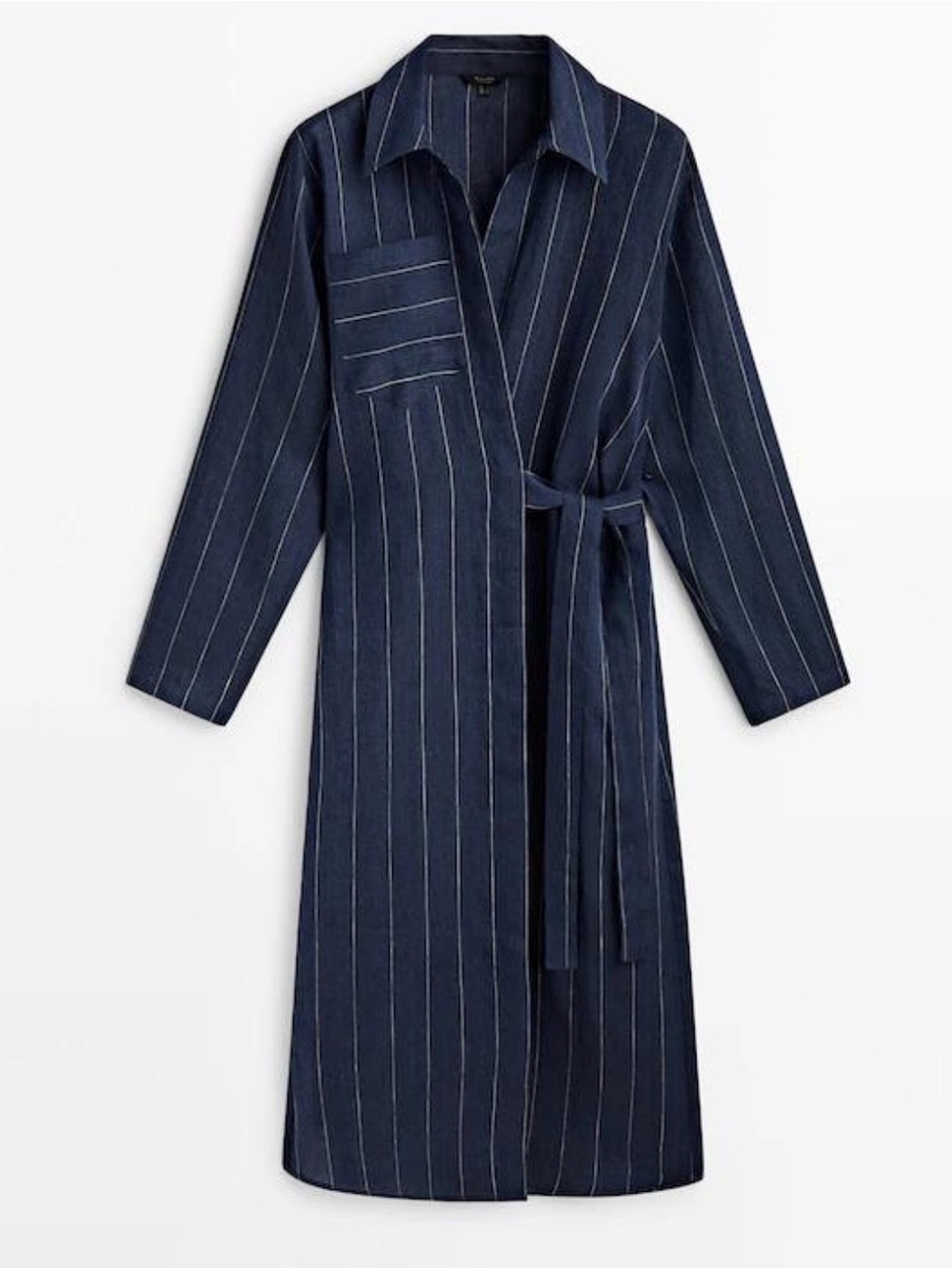 Massimo Dutti Navy Pinstripe Long Shirt Dress size S